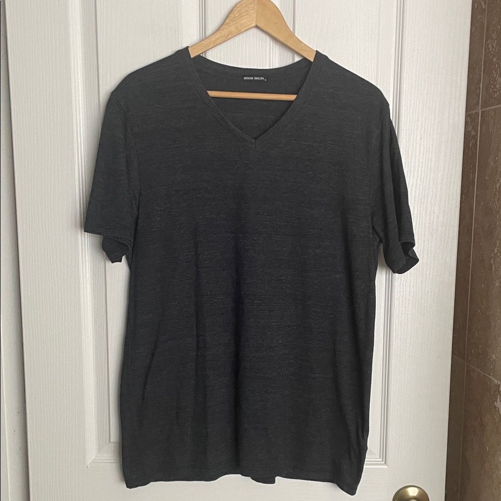 Broken English V Neck Tee Shirt